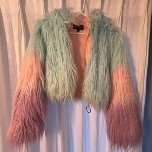 Club Exx Cropped Light up Fur Jacket
